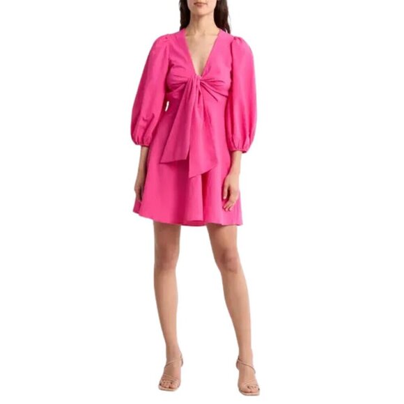 NWT Ted Baker London Jozelyn Seersucker Tie Front Mini Dress in Bright P… - Picture 2 of 10